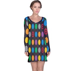 Polka Dots Rainbow Circle Long Sleeve Nightdress by Mariart