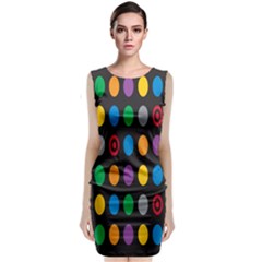 Polka Dots Rainbow Circle Sleeveless Velvet Midi Dress by Mariart