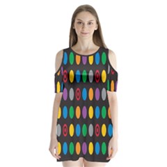 Polka Dots Rainbow Circle Shoulder Cutout Velvet  One Piece by Mariart