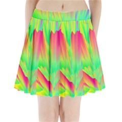 Screen Random Images Shadow Green Yellow Rainbow Light Pleated Mini Skirt