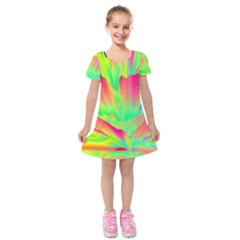 Screen Random Images Shadow Green Yellow Rainbow Light Kids  Short Sleeve Velvet Dress by Mariart