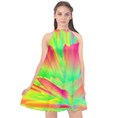 Screen Random Images Shadow Green Yellow Rainbow Light Halter Neckline Chiffon Dress  by Mariart