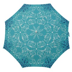 Repeatable Flower Leaf Blue Straight Umbrellas by Mariart