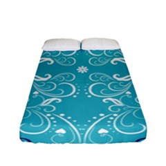 Repeatable Flower Leaf Blue Fitted Sheet (full/ Double Size) by Mariart