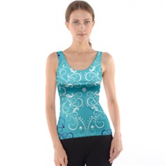 Repeatable Flower Leaf Blue Tank Top by Mariart