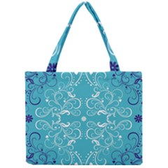 Repeatable Flower Leaf Blue Mini Tote Bag by Mariart