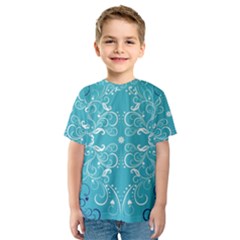 Repeatable Flower Leaf Blue Kids  Sport Mesh Tee