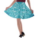 Repeatable Flower Leaf Blue A-line Skater Skirt View2