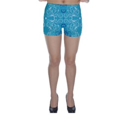 Repeatable Flower Leaf Blue Skinny Shorts