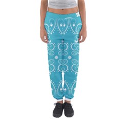 Repeatable Flower Leaf Blue Women s Jogger Sweatpants