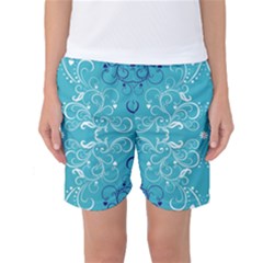 Repeatable Flower Leaf Blue Women s Basketball Shorts by Mariart