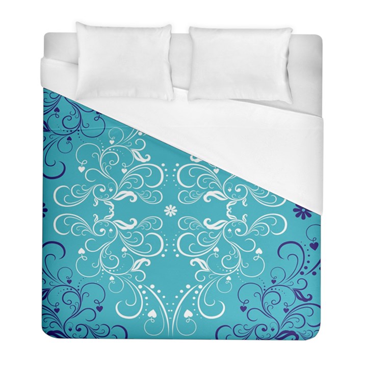 Repeatable Flower Leaf Blue Duvet Cover (Full/ Double Size)