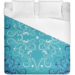 Repeatable Flower Leaf Blue Duvet Cover (king Size) by Mariart