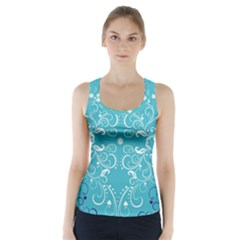 Repeatable Flower Leaf Blue Racer Back Sports Top by Mariart