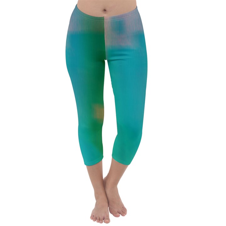 Shadow Faintly Faint Line Green Capri Winter Leggings 