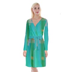 Shadow Faintly Faint Line Green Long Sleeve Velvet Front Wrap Dress by Mariart