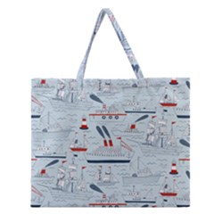 Ships Sails Zipper Large Tote Bag