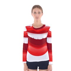 Smile Lips Transparent Red Sexy Women s Long Sleeve Tee