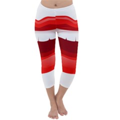 Smile Lips Transparent Red Sexy Capri Winter Leggings  by Mariart