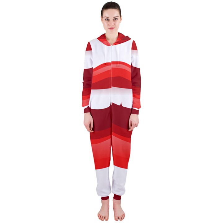 Smile Lips Transparent Red Sexy Hooded Jumpsuit (Ladies) 