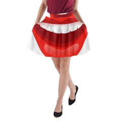 Smile Lips Transparent Red Sexy A-line Pocket Skirt by Mariart