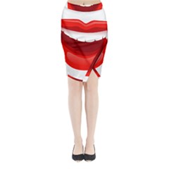 Smile Lips Transparent Red Sexy Midi Wrap Pencil Skirt by Mariart