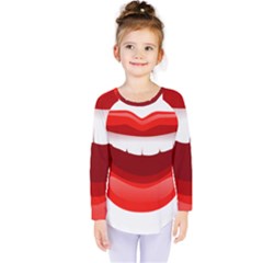 Smile Lips Transparent Red Sexy Kids  Long Sleeve Tee