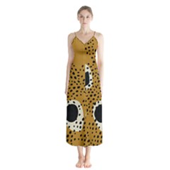 Surface Patterns Spot Polka Dots Black Button Up Chiffon Maxi Dress