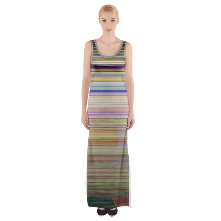 Shadow Faintly Faint Line Included Static Streaks And Blotches Color Maxi Thigh Split Dress