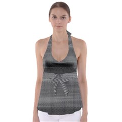 Shadow Faintly Faint Line Included Static Streaks And Blotches Color Gray Babydoll Tankini Top by Mariart