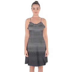 Shadow Faintly Faint Line Included Static Streaks And Blotches Color Gray Ruffle Detail Chiffon Dress by Mariart