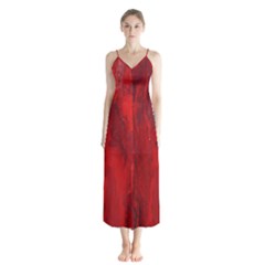 Stone Red Volcano Button Up Chiffon Maxi Dress