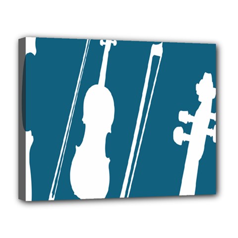 Violin Music Blue Canvas 14  X 11  by Mariart