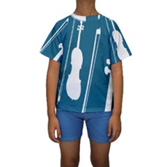 Violin Music Blue Kids  Short Sleeve Swimwear by Mariart