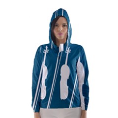 Violin Music Blue Hooded Wind Breaker (women) by Mariart