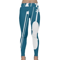 Violin Music Blue Classic Yoga Leggings by Mariart