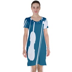 Violin Music Blue Short Sleeve Nightdress by Mariart