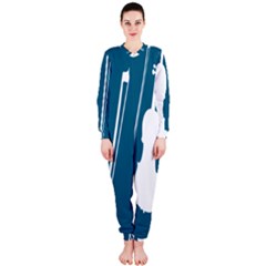 Violin Music Blue Onepiece Jumpsuit (ladies)  by Mariart