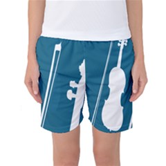 Violin Music Blue Women s Basketball Shorts by Mariart