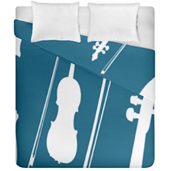 Violin Music Blue Duvet Cover Double Side (california King Size) by Mariart