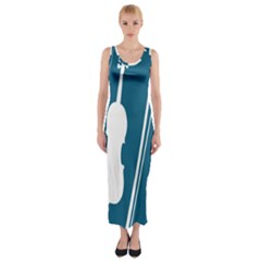 Violin Music Blue Fitted Maxi Dress by Mariart