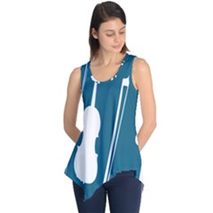 Violin Music Blue Sleeveless Tunic by Mariart