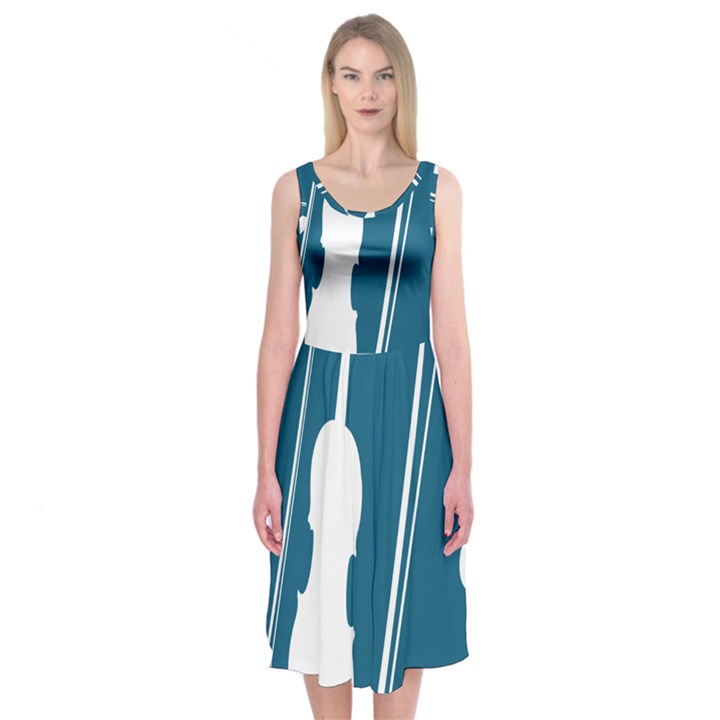 Violin Music Blue Midi Sleeveless Dress