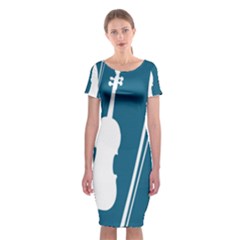 Violin Music Blue Classic Short Sleeve Midi Dress by Mariart