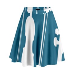 Violin Music Blue High Waist Skirt by Mariart