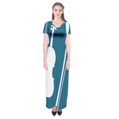 Violin Music Blue Short Sleeve Maxi Dress by Mariart