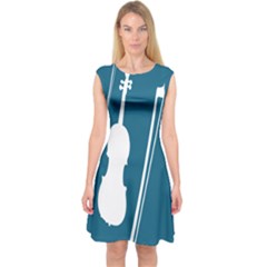 Violin Music Blue Capsleeve Midi Dress by Mariart