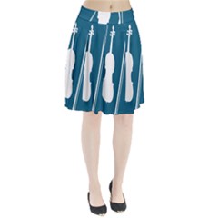 Violin Music Blue Pleated Skirt by Mariart