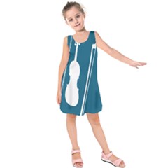 Violin Music Blue Kids  Sleeveless Dress