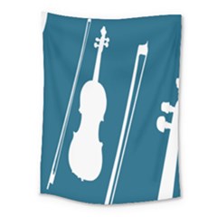 Violin Music Blue Medium Tapestry by Mariart